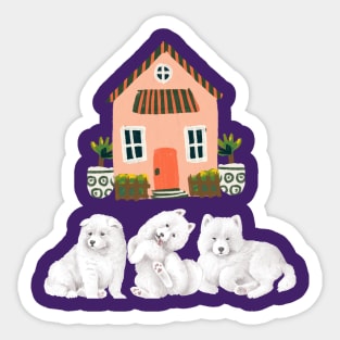 Samoyed Dogs Home Sweet Home Sticker